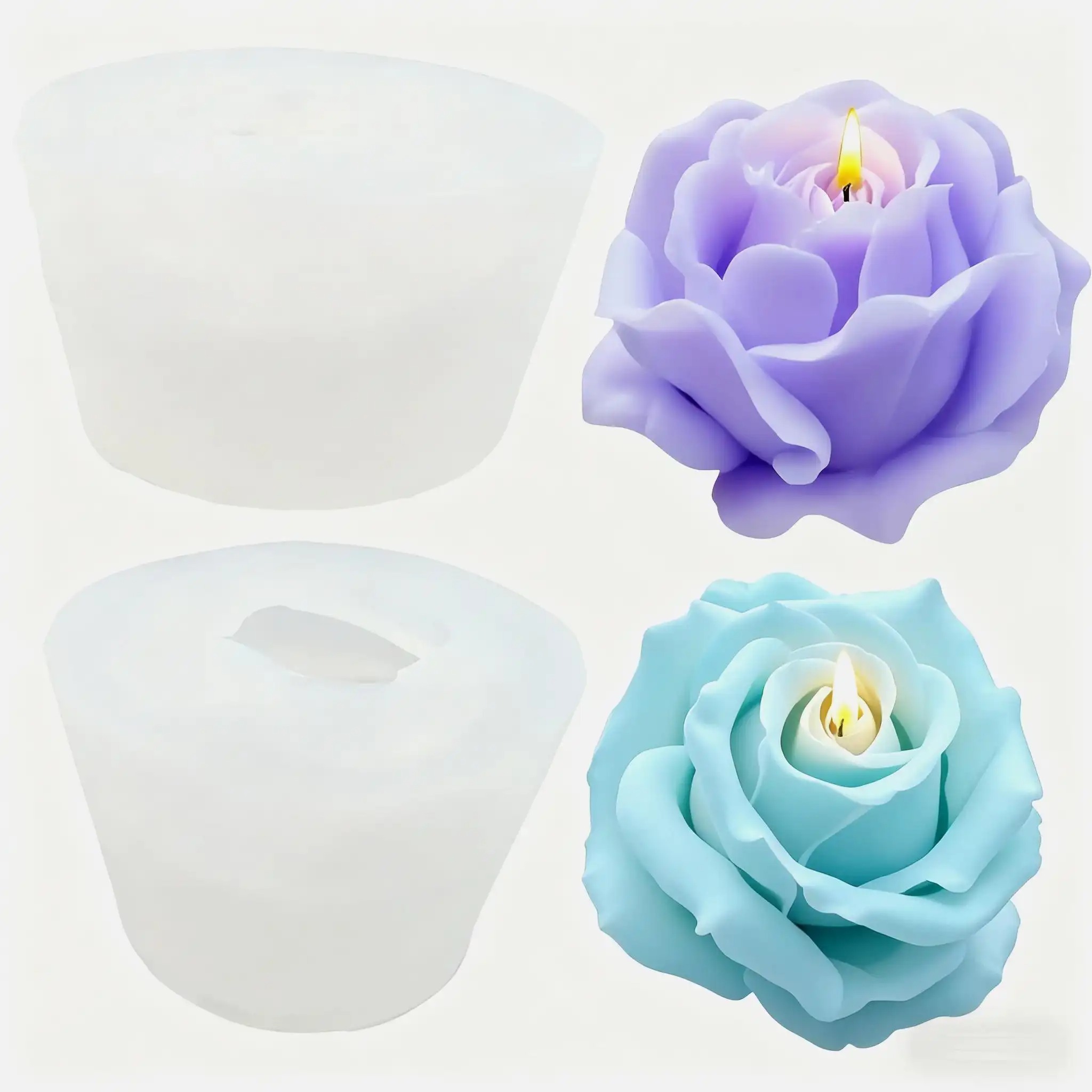 Soap Making Gifts - 2-delige romantische 3D Rose siliconen kaarsvormen